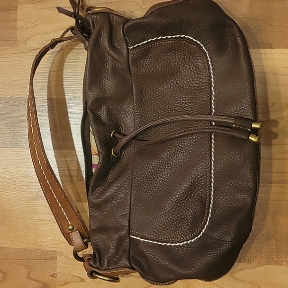 Fossil Handbags - Fossil Pebbled Leather Shoulder Bag Brown Y2K